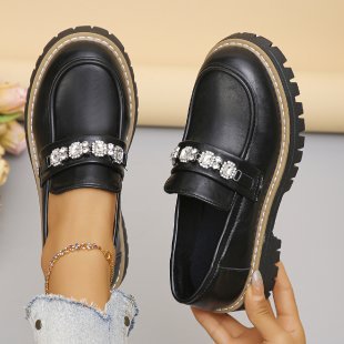 Damen Elegante und bequeme Mokassins mit dekorativen Kristallen EB