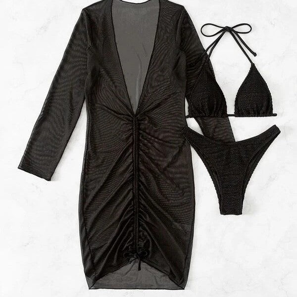 Damen Strandkleid mit elegantem Wickeldesign EB