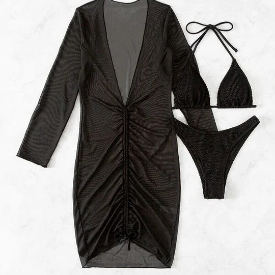 Damen Strandkleid mit elegantem Wickeldesign EB