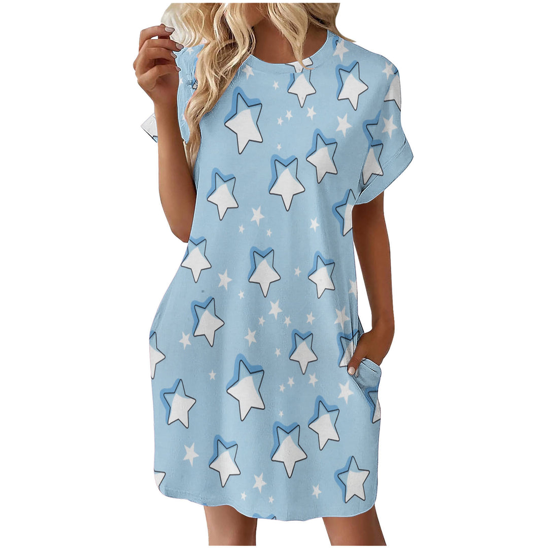 Damen lässiges Sommerkleid mit Blumenmuster und praktischen Taschen EB