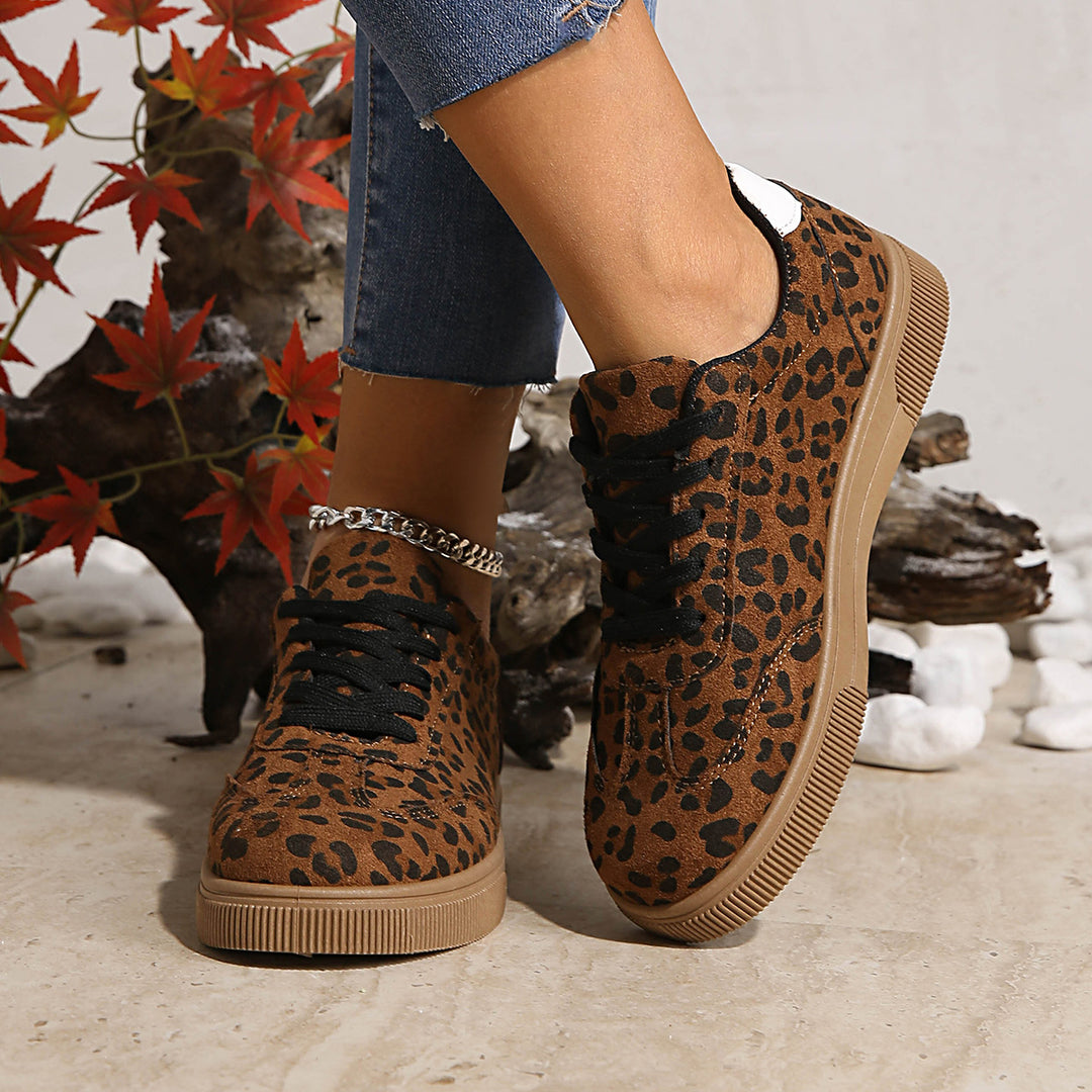 Damen Sneakers im attraktiven Leopardenmuster mit atmungsaktiver Oberflächenstruktur EB