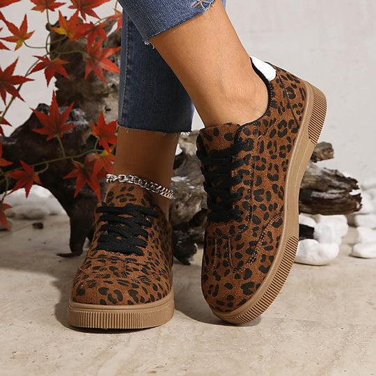 Damen Sneakers im attraktiven Leopardenmuster mit atmungsaktiver Oberflächenstruktur EB