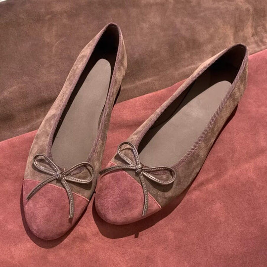 Damen Ballerinas mit dekorativem Schleifenakzent und hochwertiger Veloursleder-Oberfläche EB