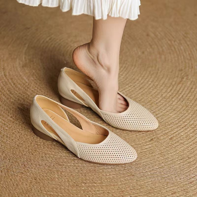 Damen elegante Ballerinas mit atmungsaktivem Lochdesign EB