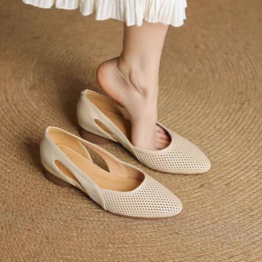 Damen elegante Ballerinas mit atmungsaktivem Lochdesign EB