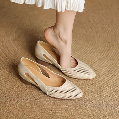 Damen elegante Ballerinas mit atmungsaktivem Lochdesign EB