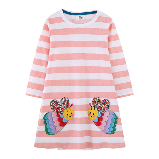 Mädchen Langarmkleid mit buntem Schmetterlingsdesign EB