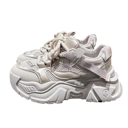 Damen modische Chunky Sneaker mit atmungsaktiver Netzstruktur und robuster Sohle EB