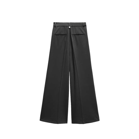 Damen elegante weite Hosen mit hoher Taille und Faltenwurf EB