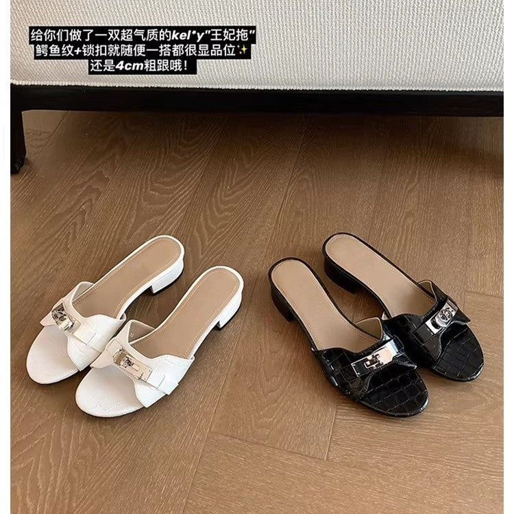 Damen Elegante Mules mit modischer Schnalle EB