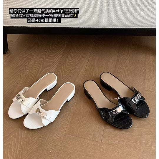 Damen Elegante Mules mit modischer Schnalle EB