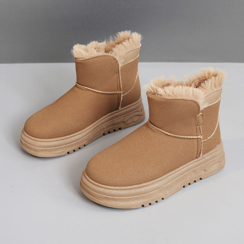 Damen warme Winterstiefel mit flauschigem Kunstfellrand und rutschfester Sohle EB