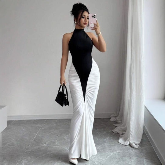Damen Elegantes, figurbetontes Abendkleid mit Kunstseiden-Raffung EB