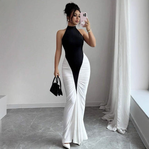 Damen Elegantes, figurbetontes Abendkleid mit Kunstseiden-Raffung EB