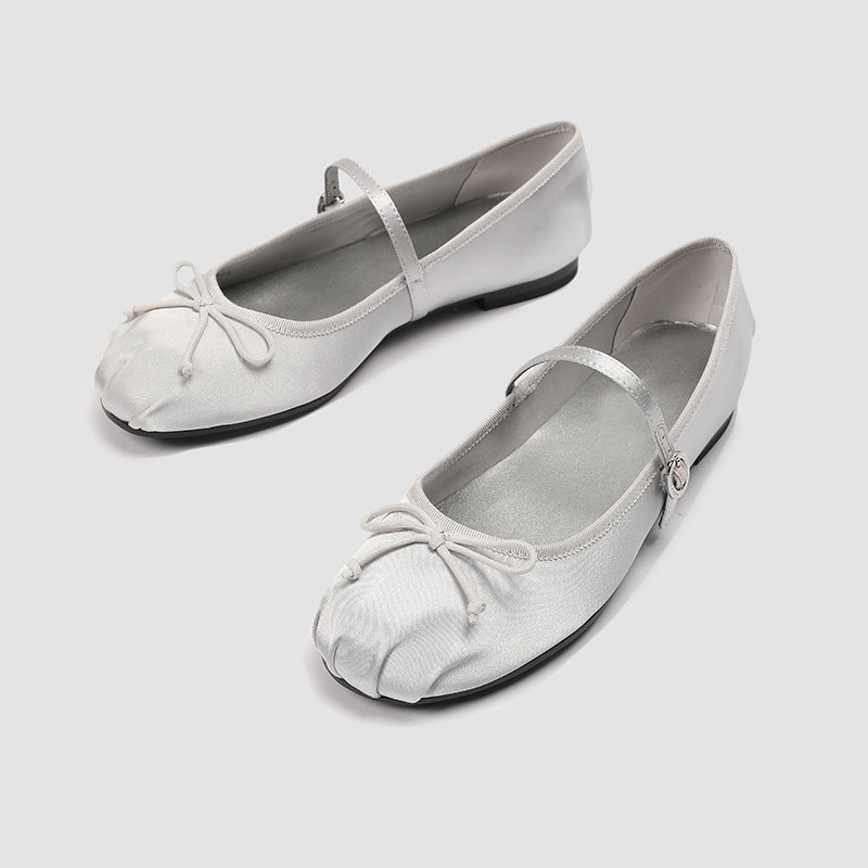 Damen Ballerinas mit verstellbarem Riemen und zierlichem Schleifendetail EB