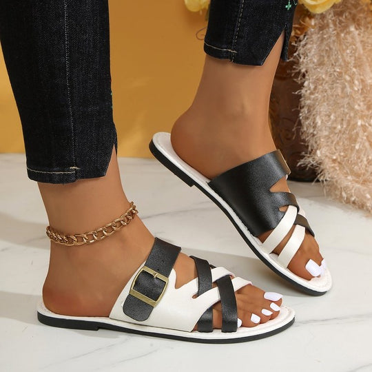 Damen Komfortable Riemchensandalen mit verstellbarem Schnallenverschluss EB