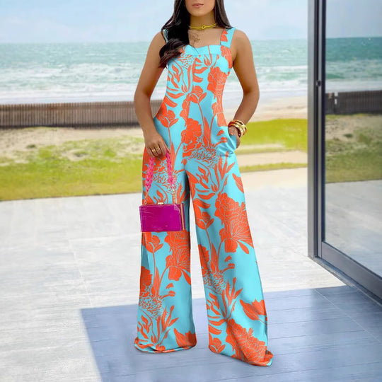 Damen Jumpsuit mit floralem Muster und weitem Bein EB