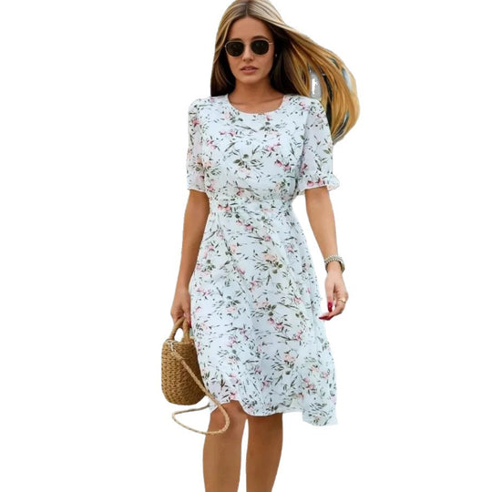 Damen Midi-Kleid mit floralem Design und fließendem Schnitt EB
