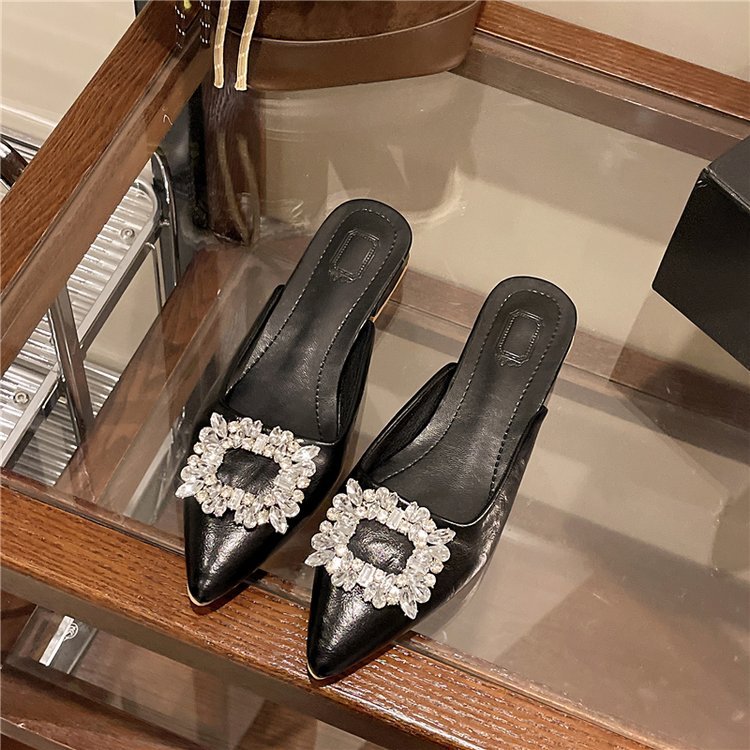 Damen elegante Mules mit funkelnden Strass-Akzenten EB
