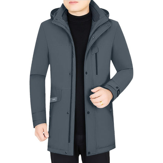 Herren Wasserabweisender Parka mit herausnehmbarer Kapuze und integrierter Smartphone-Innentasche EB