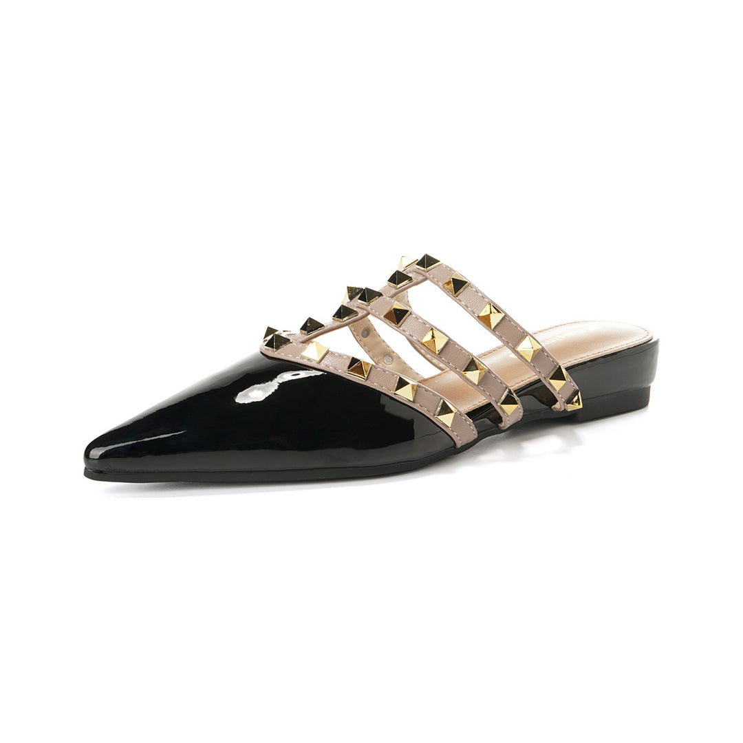 Damen Mules mit eleganten Nieten und spitzem Zehenbereich EB