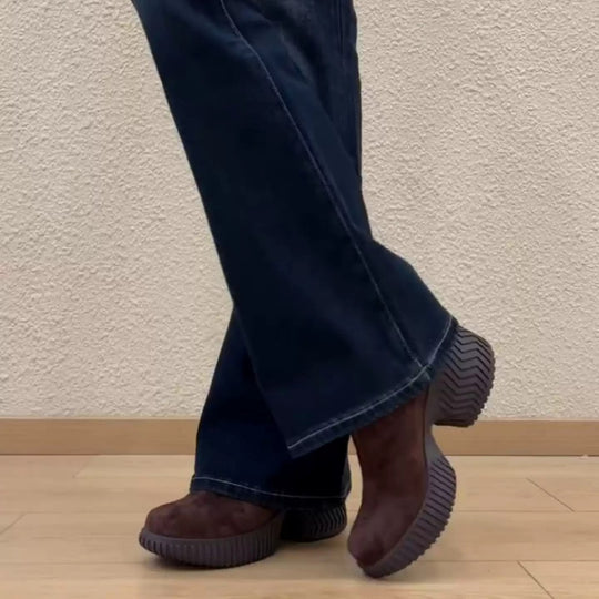 Damen modische Stiefeletten im angesagten Design mit erhöhter Laufsohle EB