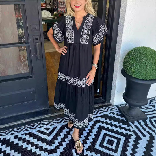 Damen Maxikleid mit eleganten Stickereien EB