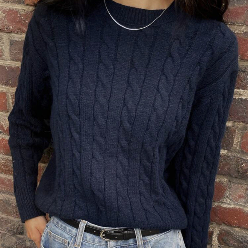 Damen Feiner Kabelstrickpullover mit Zopfmuster, Boxy‑Passform und verlängerten Rippbündchen EB