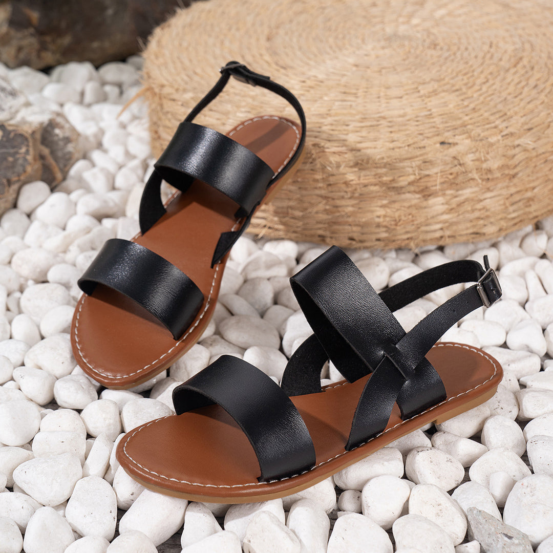 Damen Sommerliche Ledersandalen mit verstellbarem Riemendesign EB