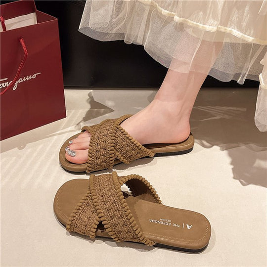 Damen modische Sandalen mit Pompons EB