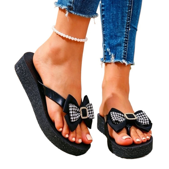 Damen Modische Flip-Flops mit Schleifendetail EB