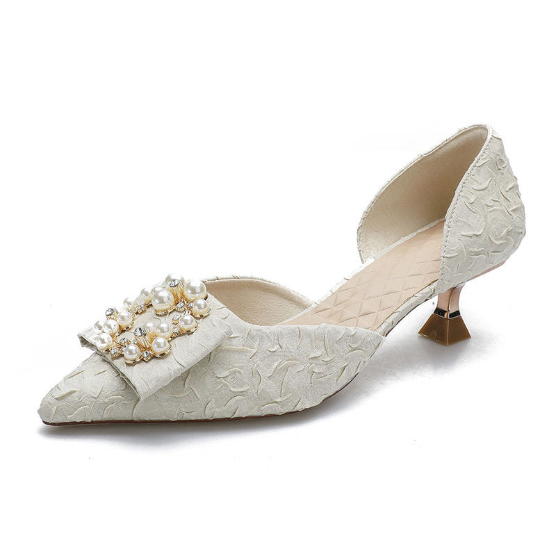 Damen elegante Slingback-Pumps mit funkelnder Perlenapplikation EB