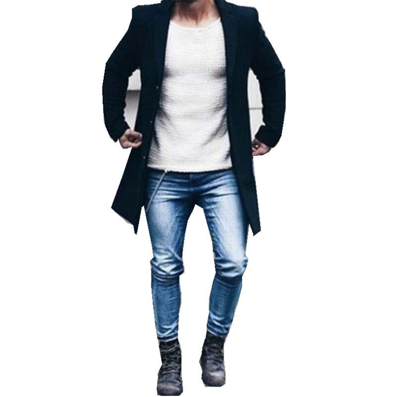 Herren eleganter und lässiger Langmantel aus hochwertigem Material EB