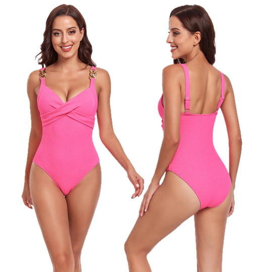 Damen Bikini mit Kreuzband-Design und goldenen Akzenten EB