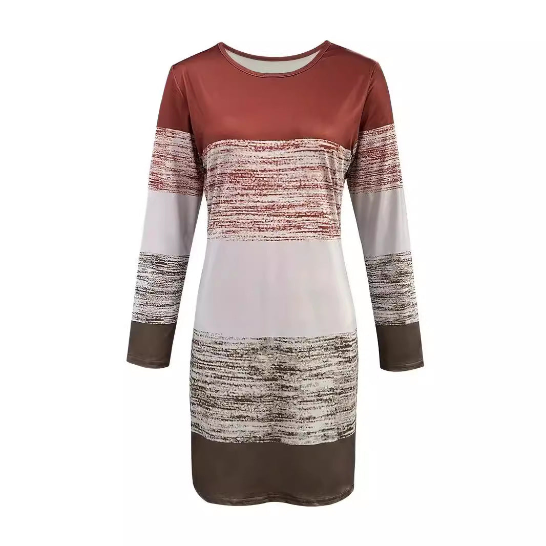 Damen Freizeitkleid mit modernem Streifenmuster und bequemen Schnitt EB