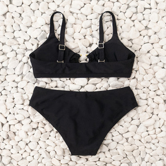 Damen Hochtaillierter Bikini mit Ringdetail EB