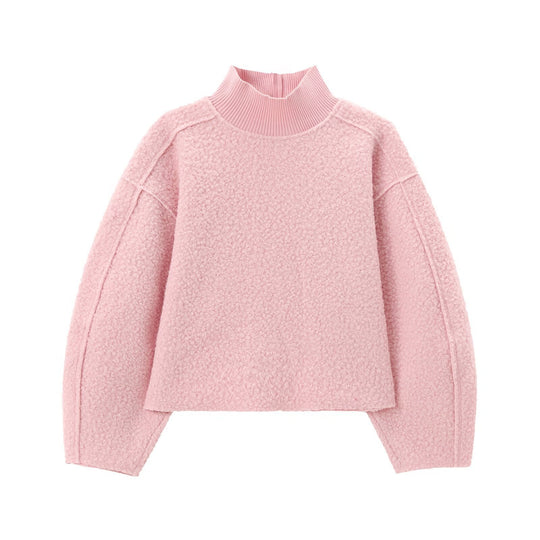 Damen Kuscheliger Pullover mit hohem Kragen und überschnittenen Schultern EB