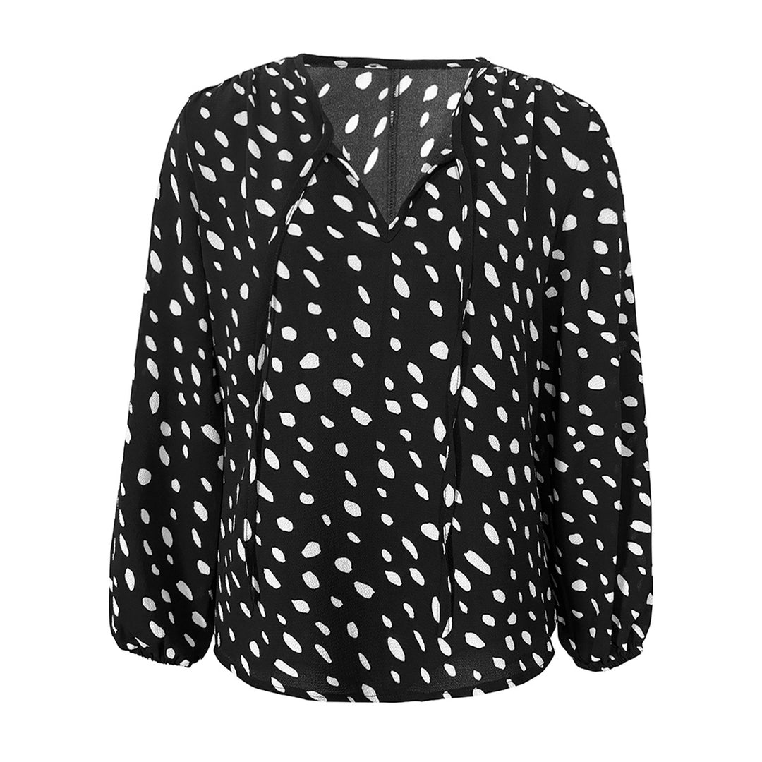 Damen Bluse mit V-Ausschnitt und modernem Punktdesign EB