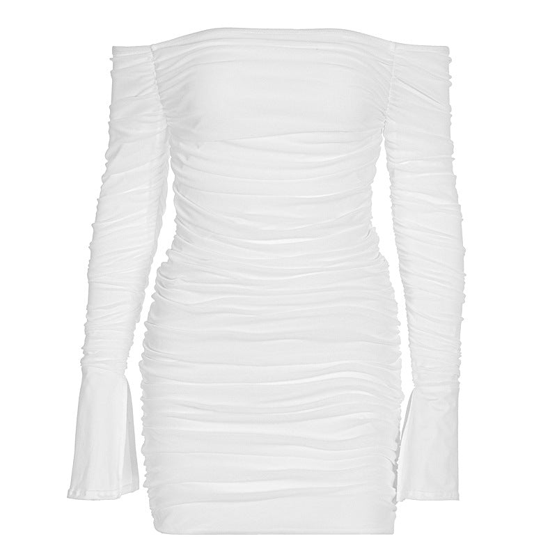 Damen Off-Shoulder Minikleid mit Rüschendetails und figurbetontem Schnitt EB
