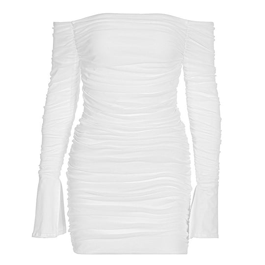 Damen Off-Shoulder Minikleid mit Rüschendetails und figurbetontem Schnitt EB