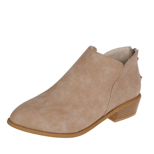 Damen nan spitz zulaufende Schlupf-Ankleboots mit kleinem Blockabsatz und ergonomischem Komfortfußbett EB