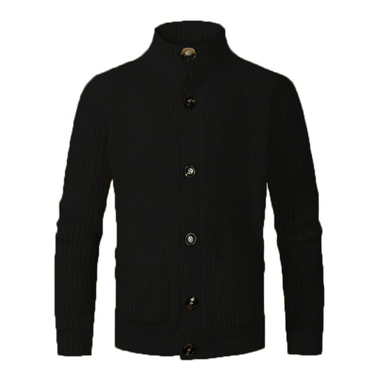 Herren modischer Strickcardigan mit hohem Kragen und Knopfdetails EB