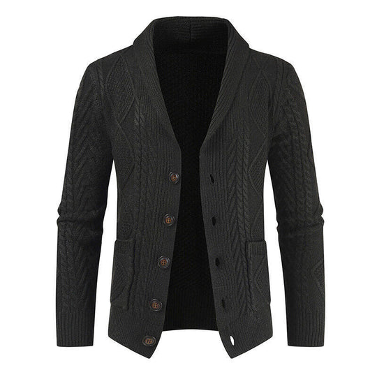 Herren Strickjacke mit elegantem Kabelmuster und Knopfleiste EB