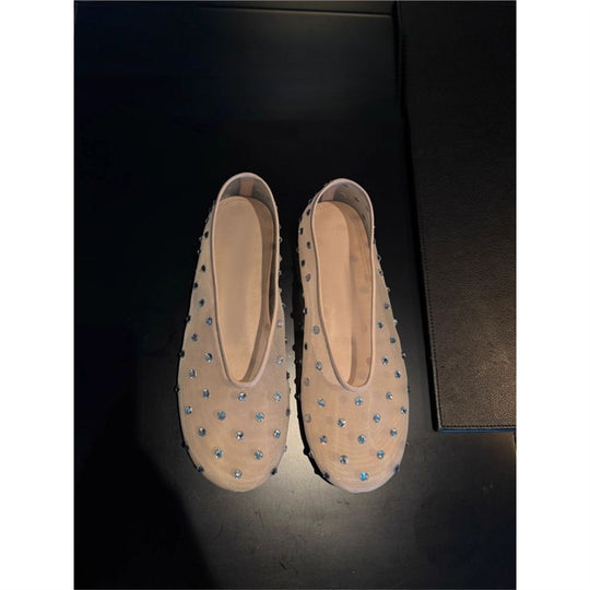Damen transparente Mules mit funkelnden Strass-Details EB