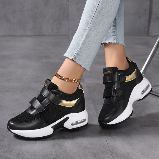 Damen nan sportliche Plateausneaker mit Klettverschluss und sichtbarer Luftpolstersohle aus atmungsaktivem Mesh EB