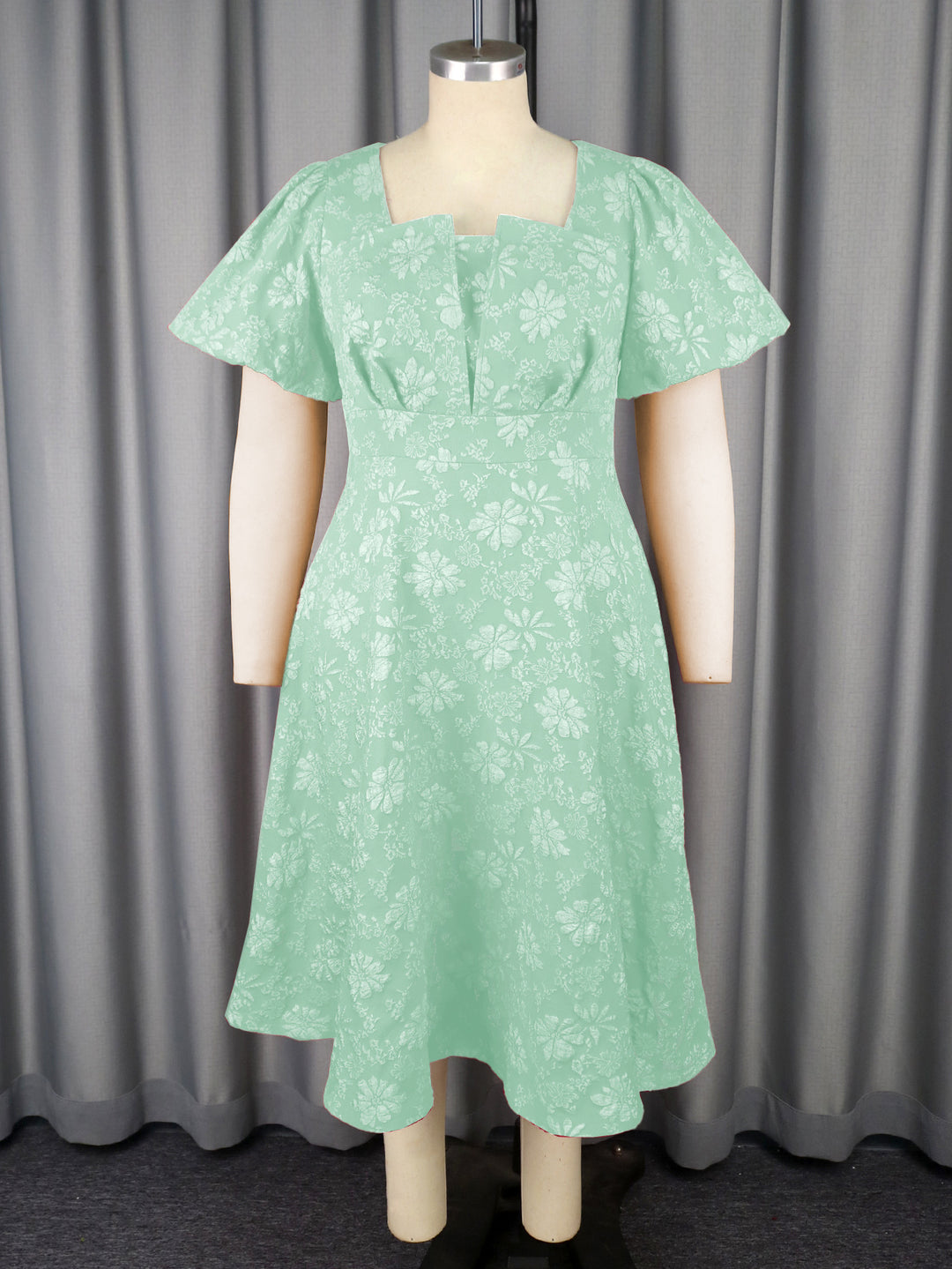 Damen Midikleid mit schwingendem Rock und floralen Mustern EB