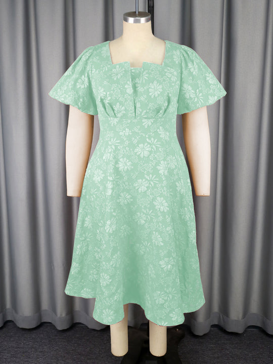Damen Midikleid mit schwingendem Rock und floralen Mustern EB