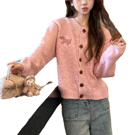 Damen Lässiger Strickcardigan mit Knopfdetail EB