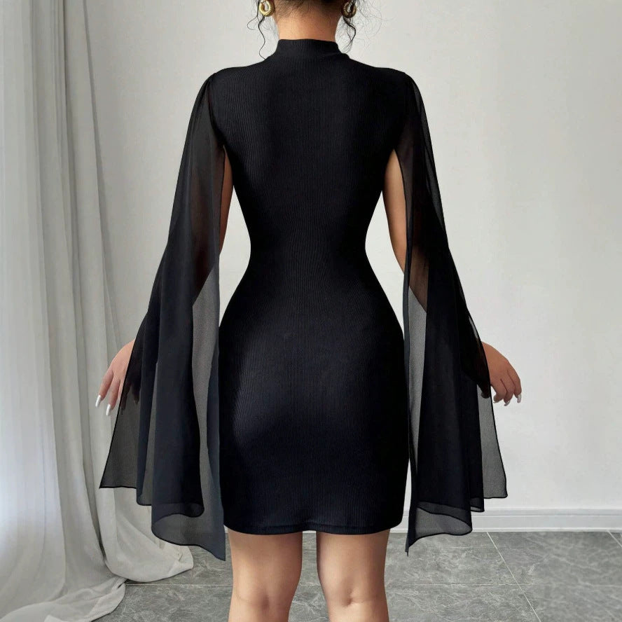 Damen Kleid mit eleganten Flügelärmeln und figurbetontem Schnitt EB