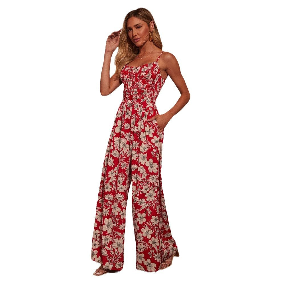 Damen Maxirock mit floralem Design und verstellbaren Trägern EB